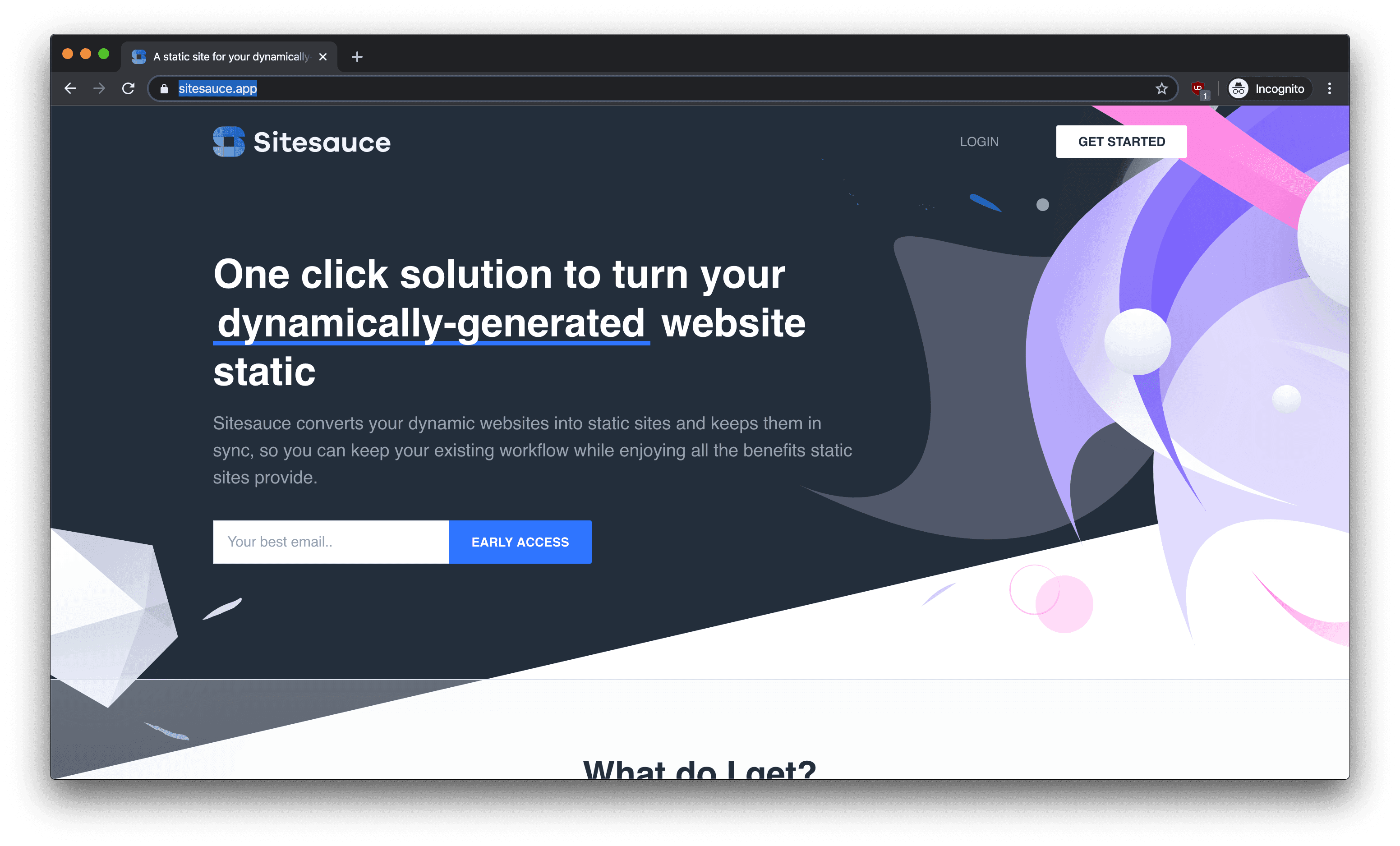 A screenshot of the Sitesauce website